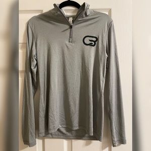 CycleBar Medium gray sweat-wicking long sleeve - DC cityscape on the back.